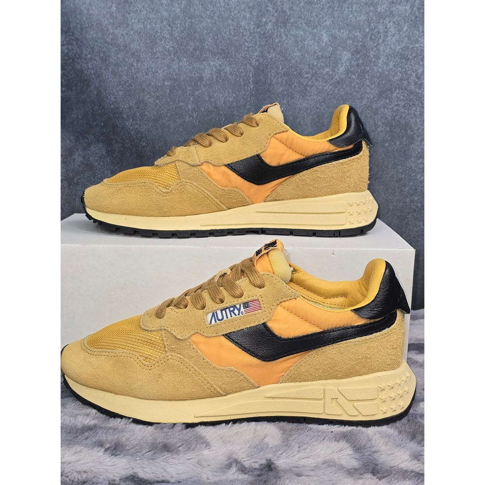 NEW Autry Reelwind Sneakers Mustard Yellow Suede Nylon Low Top EU 37/ Women 7